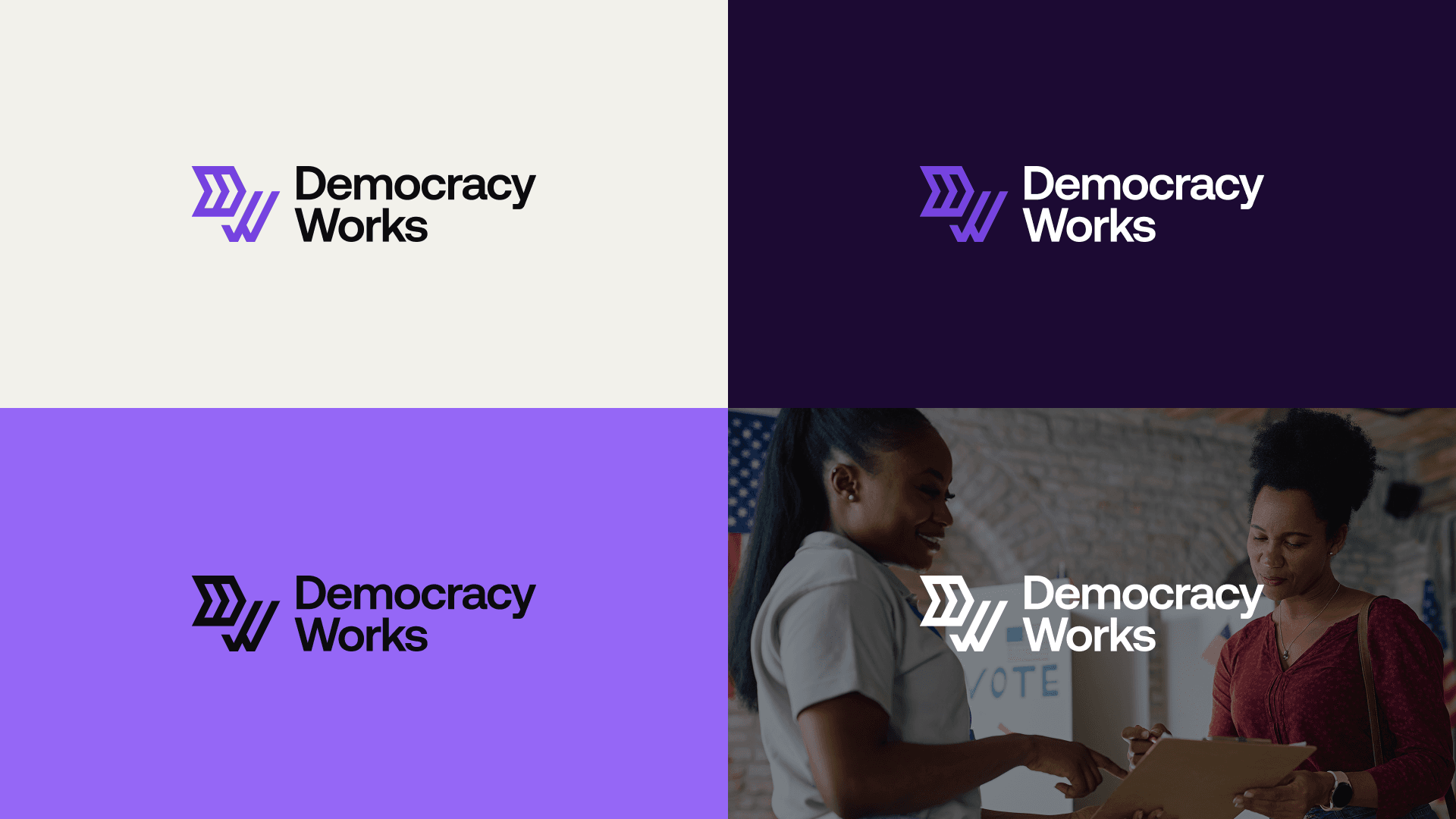 Democracy Works brand system in use