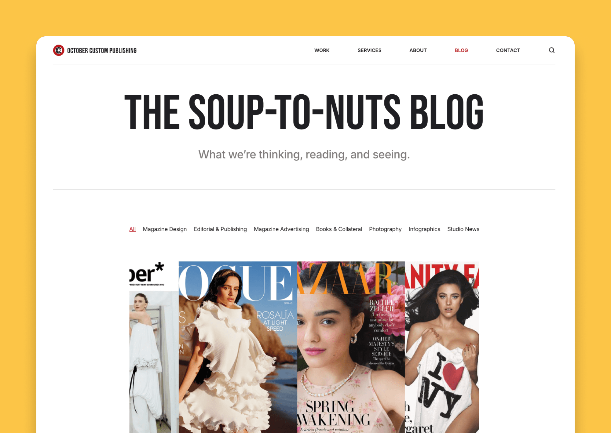 October Custom Publishing brand applications